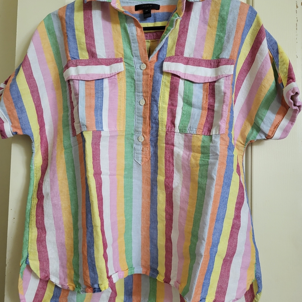 J. Crew multi-colored striped spring/summer shirt, size 6P